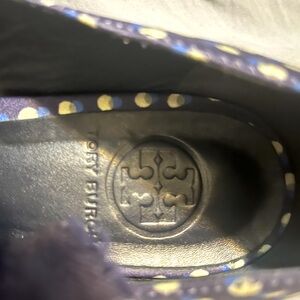Tory Burch polk dot heels with bow detail.